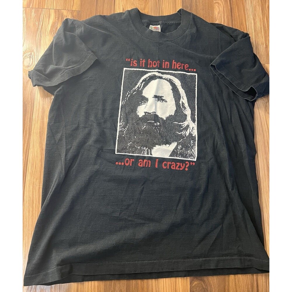 90s Charles Manson Glow In The Dark T-Shirt Single Stitch Faded XL Serial Killer